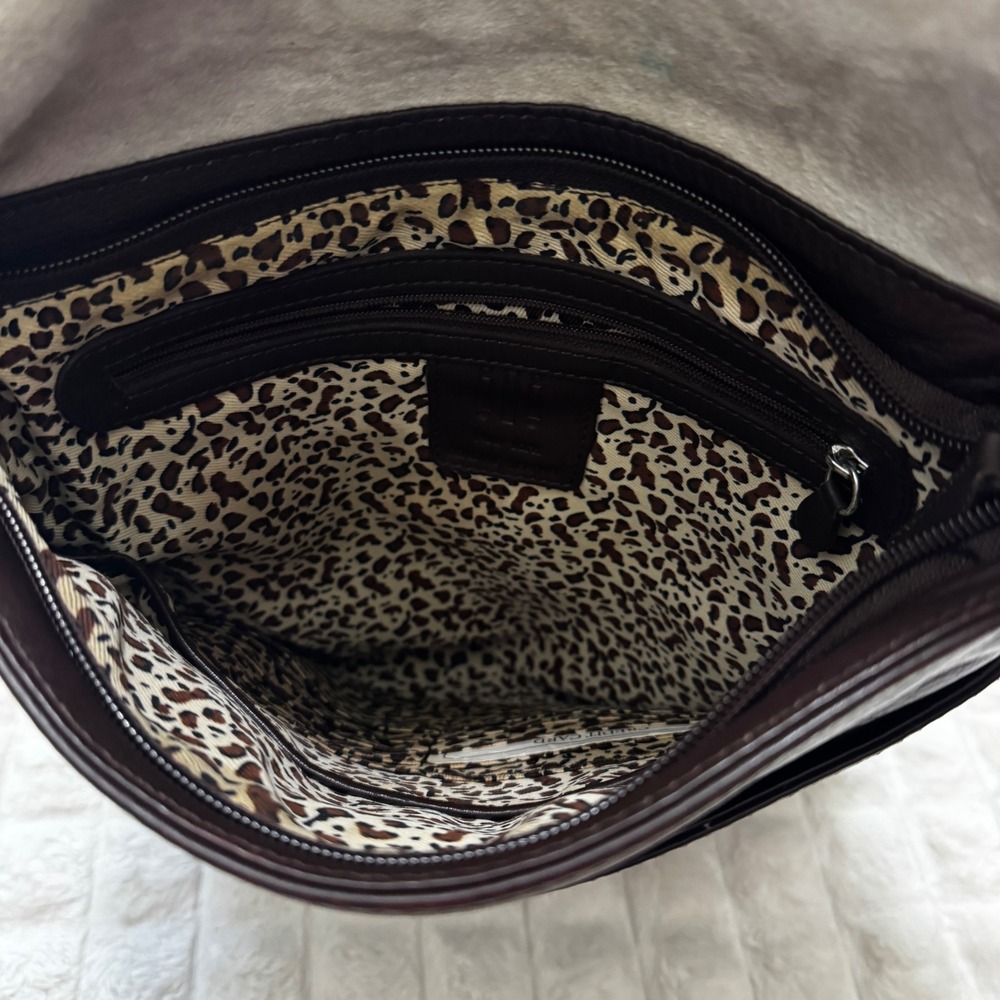Ili New York Cowhide Leather Brown Crossbody Boho Festival Western Southwestern - Picture 5 of 9
